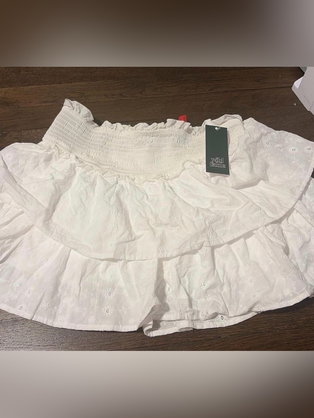 Target White Smocked Eyelet Ruffle Skirt